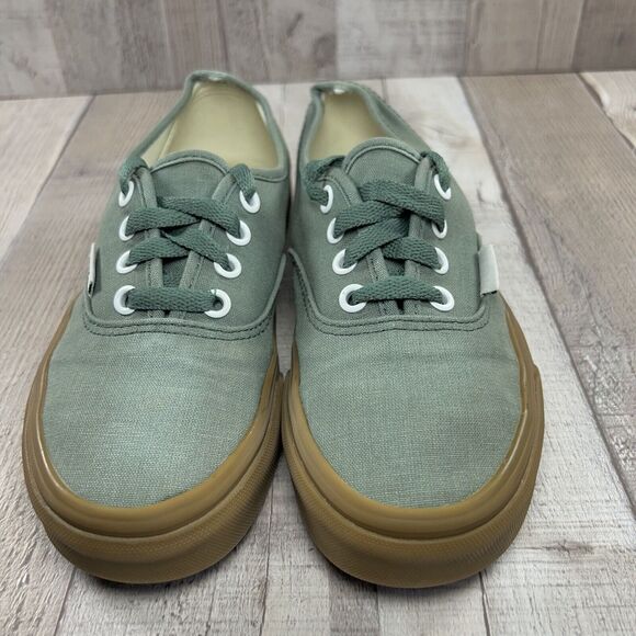 Vans Authentic Kids Size 3.5 Canvas Skate Shoes Sneaker Duck Green Gum Sole - Picture 4 of 14